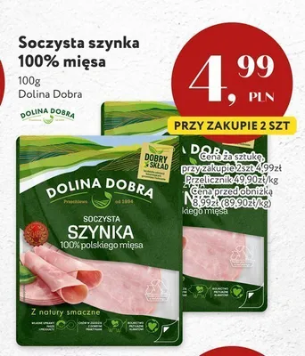 Szynka soczysta Dolina Dobra 100% mięsa promocja w Market Point
