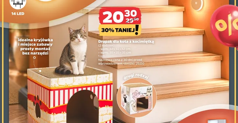 Drapak dla kota z kocimiętką 32x32x32 cm promocja w Netto