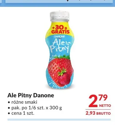 Jogurt pitny Ale Pitny truskawkowy Danone promocja w Makro