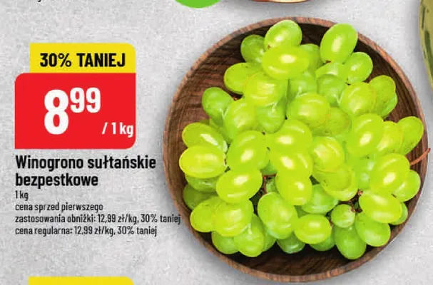 Winogrono sułtańskie bezpestkowe promocja w POLOmarket