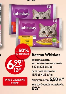Karma dla kota Whiskas z kurczakiem w sosie promocja w Żabka
