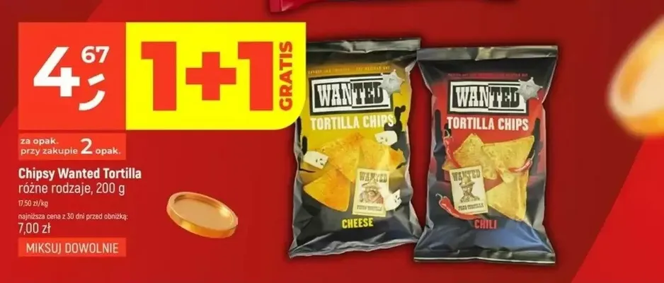 Chipsy Wanted Tortilla Cheese 200 g promocja w Dealz