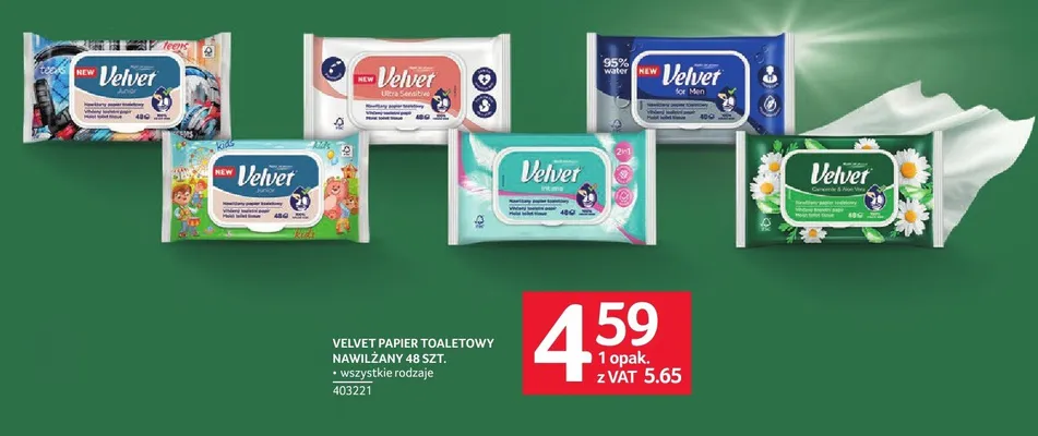 Papier toaletowy nawilżany Velvet Junior Kids promocja w Selgros