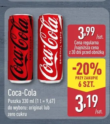 Napój gazowany Coca-Cola Original Taste promocja w Aldi