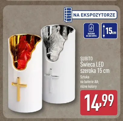 Świeca LED szeroka 15 cm Subito promocja w Aldi
