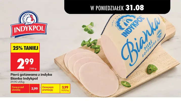 Pierś gotowana z indyka Bianka Indykpol promocja w Biedronka