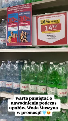 Woda mineralna średnio gazowana Cechini Muszyna promocja w Auchan