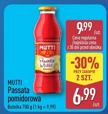 Passata pomidorowa Mutti promocja w Aldi