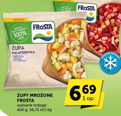 Zupy mrożone Frosta zupa kalafiorowa promocja w Groszek