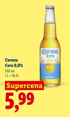 Piwo bezalkoholowe Corona Cero 0,0% promocja w Lidl