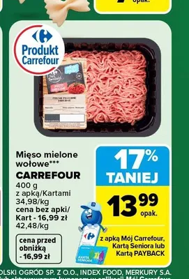 Mięso mielone wołowe Carrefour promocja w Carrefour Market