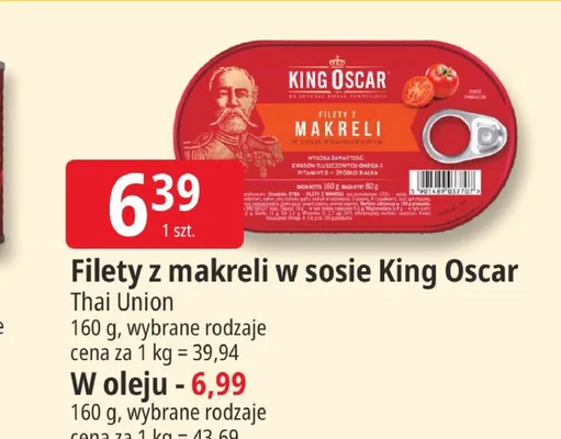 Filety z makreli w sosie King Oscar promocja w Leclerc