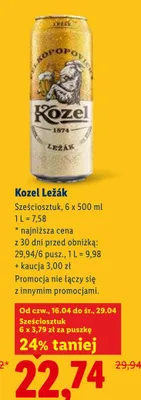 Piwo kozel leżak promocja w Lidl