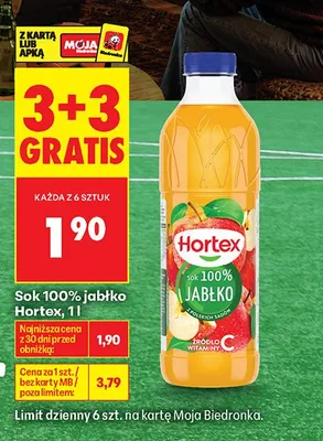 Sok 100% jabłko Hortex promocja w Biedronka