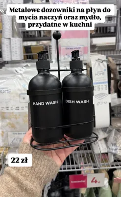 Metalowe dozowniki na płyn do mycia naczyń oraz mydło, przydatne w kuchni promocja w Pepco
