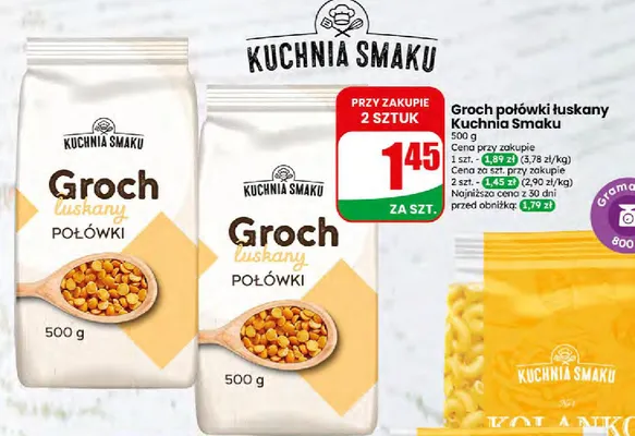 Groch połówki łuskany Kuchnia Smaku promocja w Dino