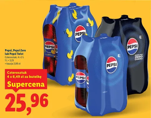 Napój gazowany Pepsi Zero 4x2 l promocja w Lidl