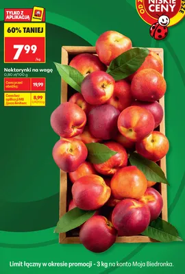 Nektarynki na wagę promocja w Biedronka