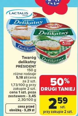 Twaróg delikatny różne rodzaje promocja w Carrefour Market