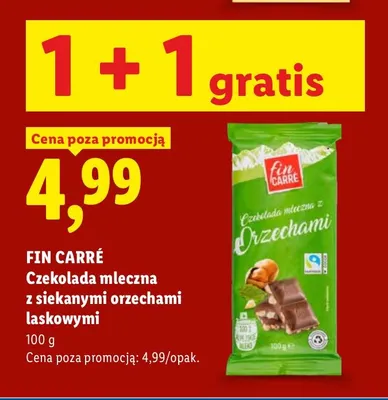 Czekolada mleczna z siekanymi orzechami laskowymi Fin Carré promocja w Lidl