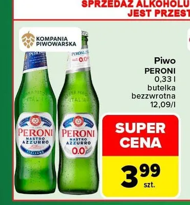 Piwo bezalkoholowe Peroni Nastro Azzurro promocja w Carrefour Market
