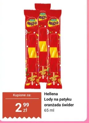 Lody na patyku oranżada świder Hellena promocja w Dino