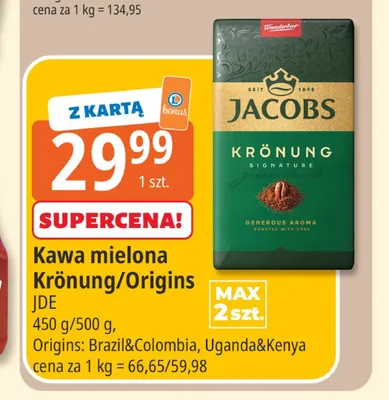 Kawa mielona Jacobs Origins Uganda & Kenya promocja w Leclerc