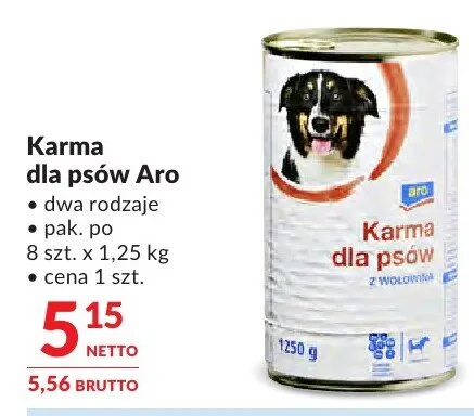 Karma dla psów Aro dwa rodzaje promocja w Makro