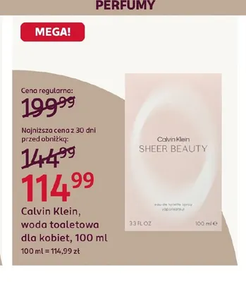 Woda toaletowa dla kobiet Calvin Klein promocja w Rossmann