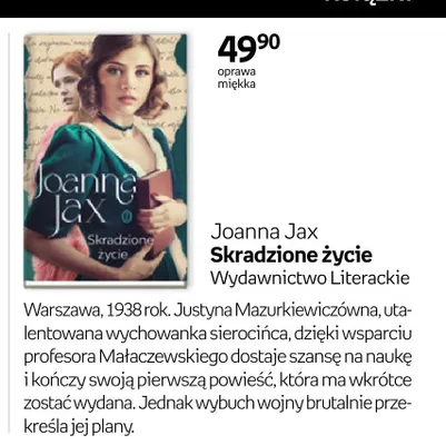 Książka Skradzione życie Joanna Jax promocja w Empik