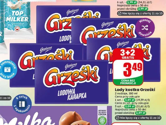 Lody kostka Grześki lodowa kanapka promocja w Dino