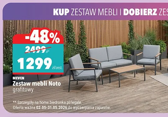 Zestaw mebli Noto MEVEN grafitowy promocja w Biedronka