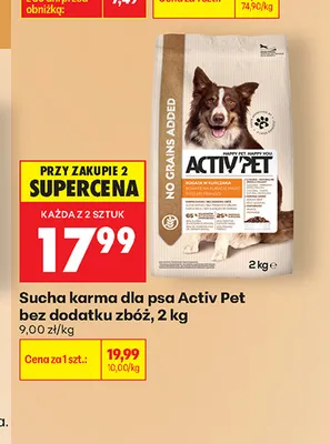 Sucha karma dla psa Activ Pet bez dodatku zbóż promocja w Biedronka