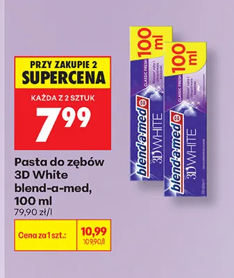Pasta do zębów 3D White blend-a-med promocja w Biedronka