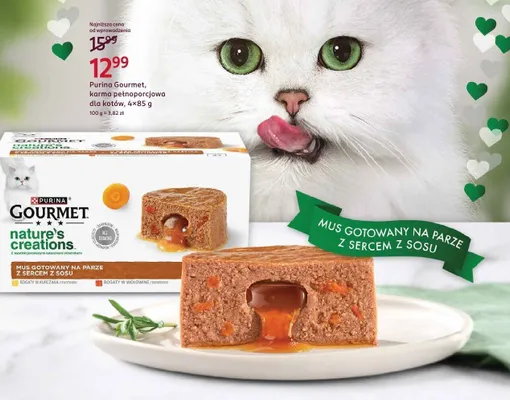 Karma dla kotów Purina Gourmet Nature's Creations mus bogaty w kurczaka z marchewką 4-pak promocja w Rossmann
