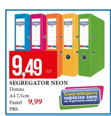 Segregator Neon Donau A4 7,5 cm promocja w Leclerc
