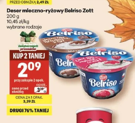Deser mleczno-ryżowy Belriso Zott promocja w Delikatesy Centrum