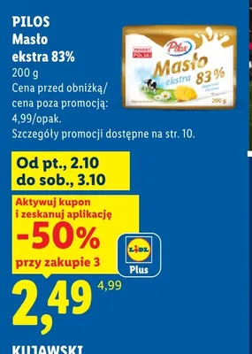 Masło ekstra Pilos 83% promocja w Lidl