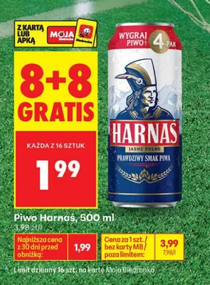 Piwo Harnaś Jasne Pełne promocja w Biedronka
