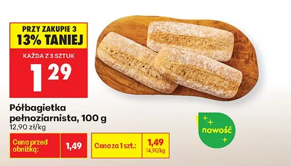 Półbagietka pełnoziarnista promocja w Biedronka