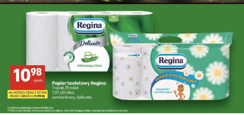 Papier toaletowy Regina Rumiankowy promocja w Delikatesy Centrum