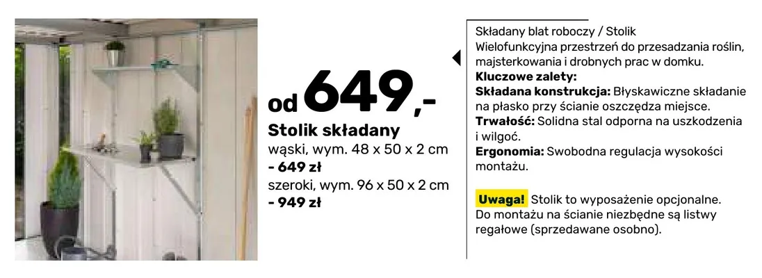 Stolik składany szeroki promocja w Bricomarche