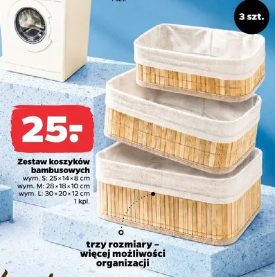 Zestaw koszyków bambusowych promocja w Netto