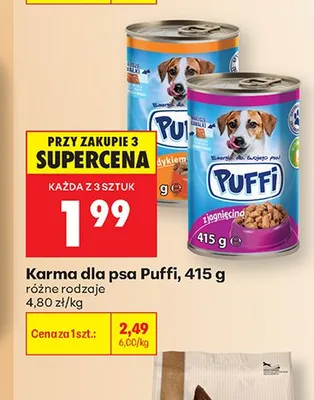 Karma dla psa Puffi 415g promocja w Biedronka