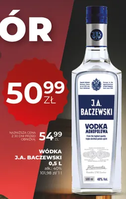 Wódka J.A. Baczewski promocja w Duży Ben