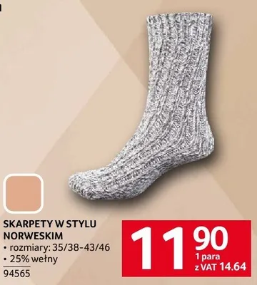 Skarpety w stylu norweskim rozmiary 35/38-43/46, 25% wełny promocja w Selgros