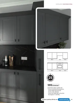 Zestaw mebli kuchennych Artemisia classic grafit mat promocja w Castorama