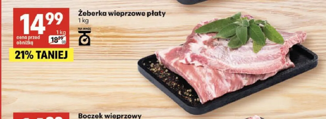 Żeberka wieprzowe płaty promocja w Delikatesy Centrum