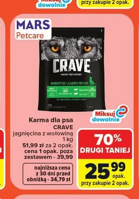 Karma dla psa Crave jagnięcina z wołowiną promocja w Carrefour Market