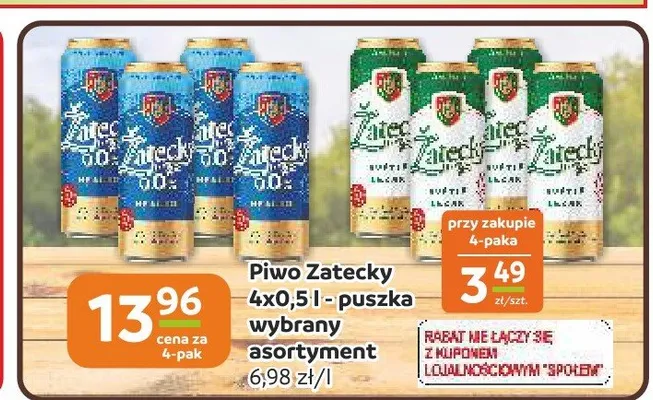 Piwo Zatecky Svetly Lezak 4-pak promocja w Społem Częstochowa